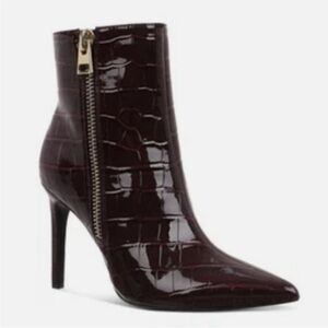 INC International Concepts Sarishaa Zip booties burgundy crocodile - 7.5
